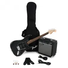 Kit Fender Guitarra Squier Affinity Series Stratocaster HSS LRL CFM Black