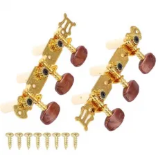 Tarraxa Pino Grosso Dourada Celulóide Marron/Headstock Furo Lateral