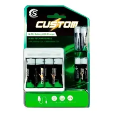 Kit de Pilhas com Carregador USB 4XAA HR6 E 4XAAA  HR03 - 1,2V NI-MH  CSCU 08