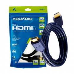 Cabo HDMI 2.0 4K 3D 19 Pinos 3 Metros Cabo HDMI 2.0 4K 3D 19 Pinos 3 Metros