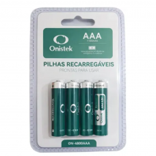 Kit 4 Pilhas Pálito Recarregáveis AAA 1.2V Onistek ON-4800AAA