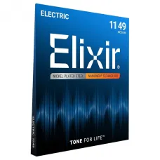 Encordoamento Elixir Guitarra 11-49 Nanoweb Nickel Plated - 12102