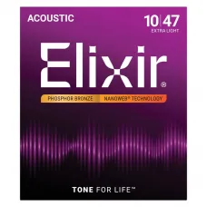Encordoamento Elixir Violão 10-47 Nanoweb Phosphor Bronze - 16002